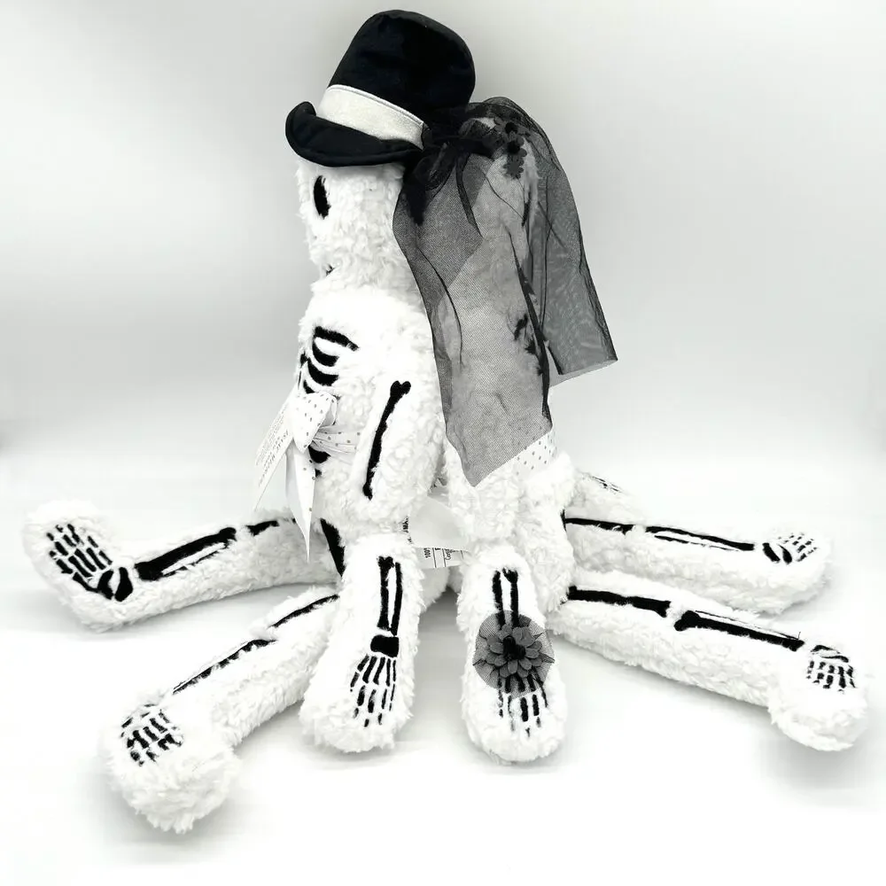 Skeleton Couple 2 pc Pillow Set Mr & Mrs Bride Groom Halloween Sherpa Pillows